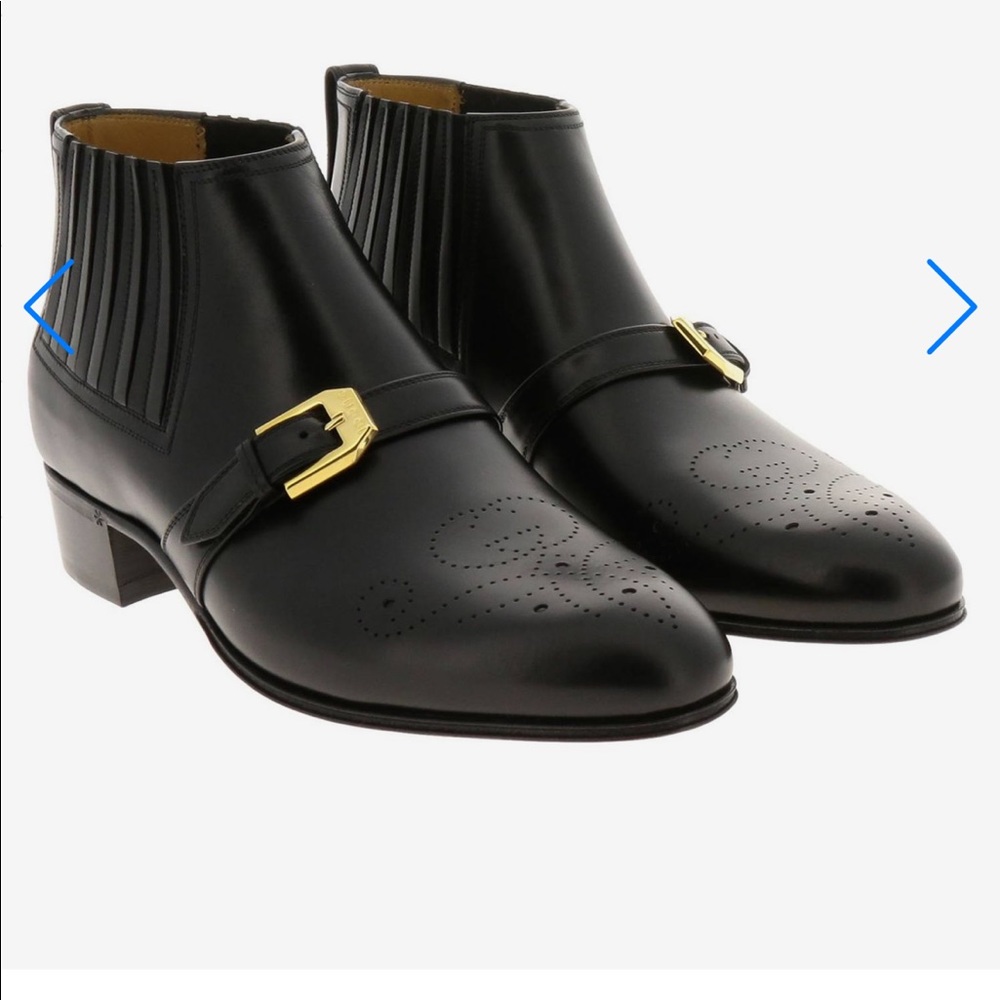 NWT. 100% Authentic. Mens gucci waxed calf black leather boot shoe. Size 11.5